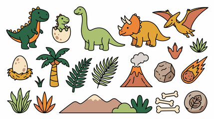 Obraz premium Modern Dinosaur Vector Collection with Bold Outline Illustration