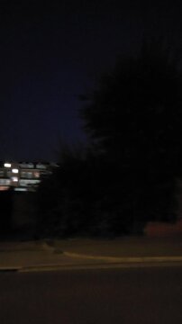 July 3rd, 2026. Illuminated Streets View of Luton City of England United Kingdom After Sunset Night. Wide Angle Camera Footage Was Captured During Walk at Night.