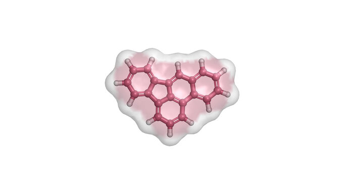 Benzo[b]fluoranthene, polycyclic aromatic hydrocarbon (PAH) and environmental pollutant classified as a persistent, mutagenic carcinogen, 3D molecule 4K