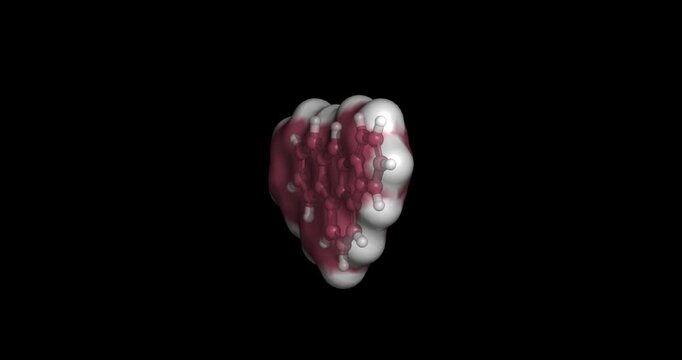 Benzo[b]fluoranthene, polycyclic aromatic hydrocarbon (PAH) and environmental pollutant classified as a persistent, mutagenic carcinogen, 3D molecule spinning, 4K
