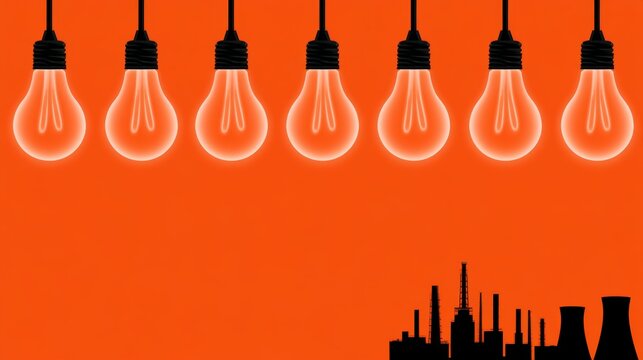 Efficient Energy Flow: Abstract Representation of Material Efficiency in a Production Plant on Orange Background