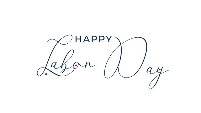 Happy labor text message in blue cursive with red stars.