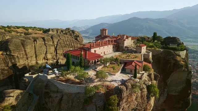 Holy Monastery of the Holy Trinity at Sunset, Meteora, Greece