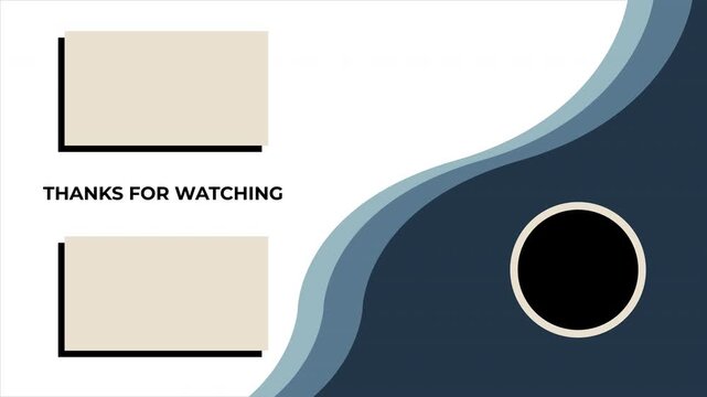 Clean Video End Screen Template with Blue Curved Shapes, 4k quality video