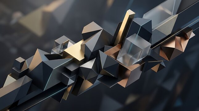 Abstract Geometric Shapes with Metallic Texture.