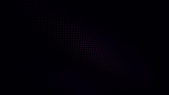 Abstract digital background with glowing red and blue halftone dots pattern on black surface 4K Motion Video