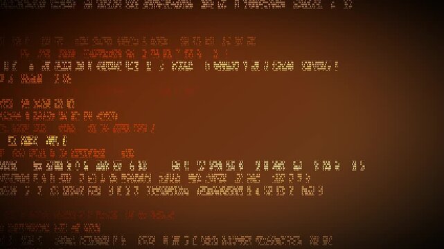 Abstract Digital Boot Log Scrolling on Screen, Orange Technology Code Background Loop