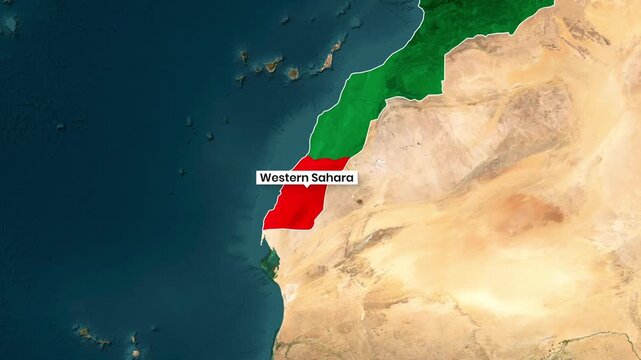 Detailed map animation shows the Western Sahara conflict borders in motion