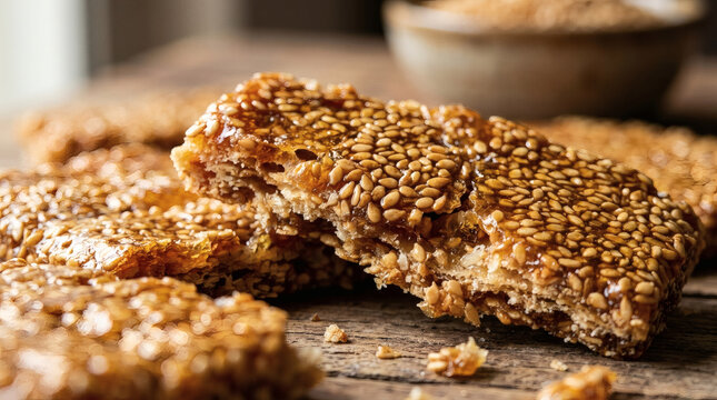 Gajak brittle texture with toasted sesame in traditional style