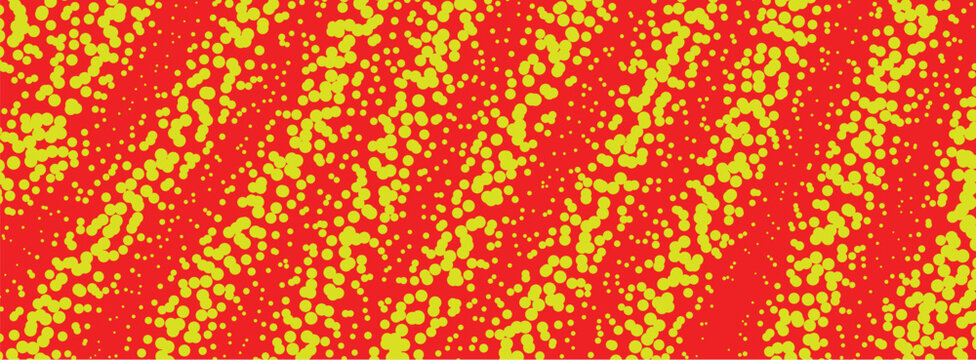 Abstract halftone dot pattern featuring lime yellow circles on a bright red base design.