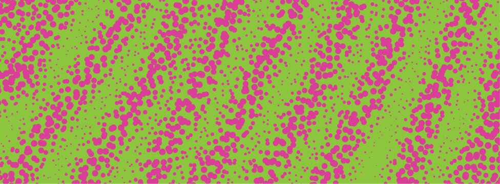 Abstract halftone circular pattern with pink dots on a lime green background template art.