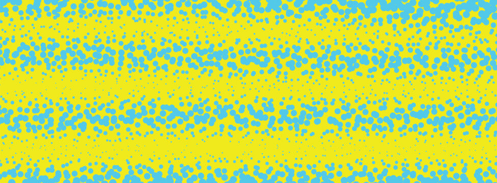 Abstract cyan dot pattern on yellow background halftone texture for modern graphic design.