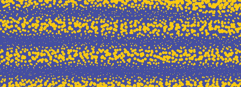 Abstract yellow dot pattern on blue background halftone texture for modern graphic design.