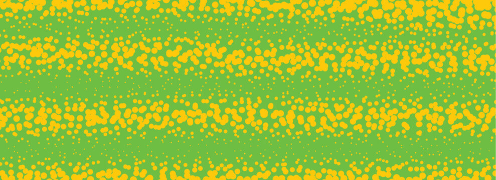 Abstract yellow dot pattern on green background halftone texture for modern graphic design.