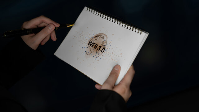 Concept of Web 3.0, the next generation of the internet. This technology represents a decentralized global network built on blockchain, enabling new digital experiences. Fermion