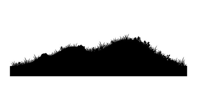 Cad tree lines Mound of dirt isolated silhouette. Pile of soil with grass and earth clods. Landscaping debris and construction rubble. Heap of garden mulch and ground covers. vactor