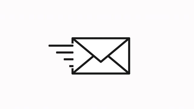 Animated mail email message sending envelope icon animation, animated fast email delivery line icon, envelope mail icon representing email messaging communication.