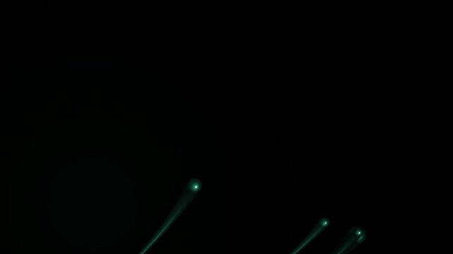 Abstract digital background featuring glowing green light streaks emerging from the bottom against a deep black void