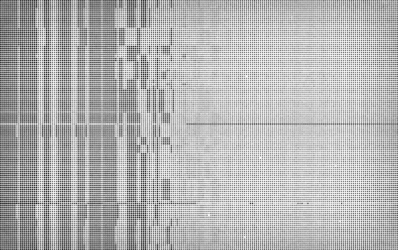 Abstract halftone dot pattern with vertical glitch effect isolated on transparent background