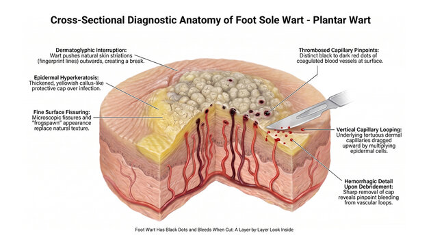 Cross-Sectional Diagnostic Anatomy of Foot Sole Wart - Plantar Wart