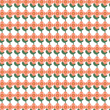 Charming coral begonia flower botanical seamless repeat pattern vector design