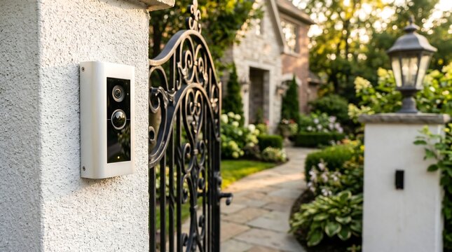 Travel inspiration with scenic residential entrances, decorative wrought iron gates, stone pathways, lush greenery, modern video doorbell security, peaceful home design, and welcoming outdoor style