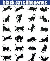 Fototapeta premium Minimalist black cat silhouette vector illustration isolated on a white background.