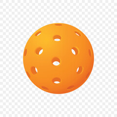 Fototapeta premium Vector Realistic Pickleball Ball. Orange Perforated Plastic Ball for Pickleball Sport. Court Game, Training, Competition, Recreation, Sports Equipment, Fitness Design