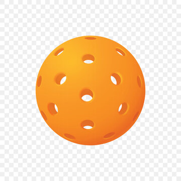 Vector Realistic Pickleball Ball. Orange Perforated Plastic Ball for Pickleball Sport. Court Game, Training, Competition, Recreation, Sports Equipment, Fitness Design