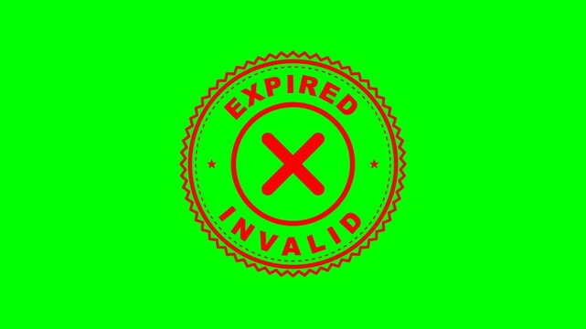 Expired Invalid Void Red Rubber Stamp Animation on Green Screen 4K