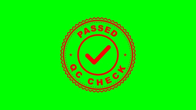 Passed QC Check Quality Approved Red Stamp on Green Screen 4K