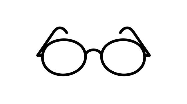 Black Round Eyeglasses with Thin Frame.