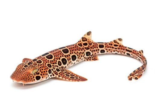 Leopard shark isolated on white background, a species of carpet shark