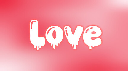 A stylized white Love typography design featuring a melting drip effect on a pink background. © Stock Verse