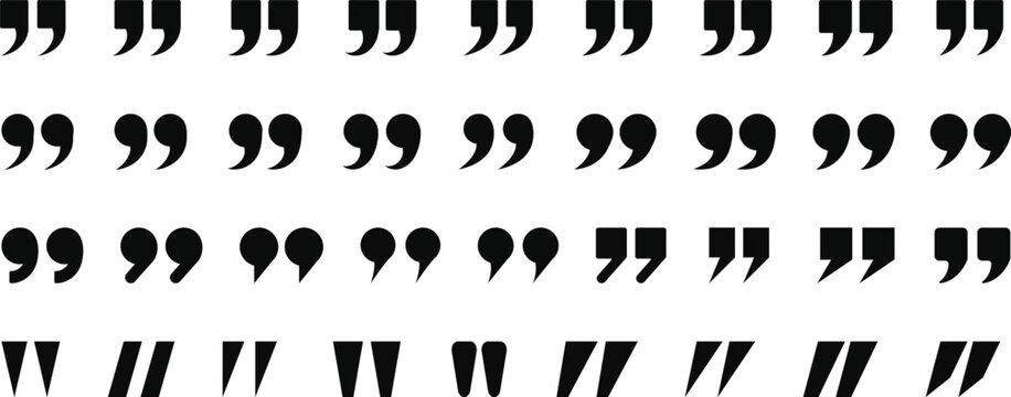 quote mark speech icon set. Quotation marks symbols. Quotes icon for typography speech bubble text. inverted comma and double quotes sign