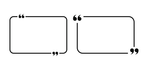 Naklejka premium Elegant quotation box icon set. quote marks and text bubble elements for testimonial and feedback design layout