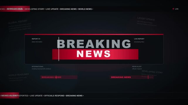 Breaking news broadcast graphic motion background with sleek red interface