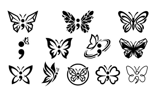 semicolon, butterfly, wellness, mental, health, awareness, mentalhealth, hope, healing, resilience, recovery, support, strength, courage, growth, transformation, renewal, freedom, tattoo, symbol, vect