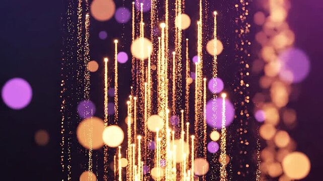 Light trails ascend through a dark void in a rhythmic pattern, symbolizing growth, progress, and the upward trajectory of success in a professional or creative digital environment setting.