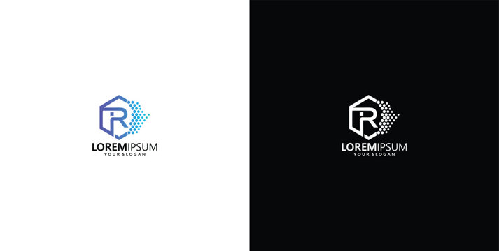 Abstract Letter R Hexagon Tech Business Logo Branding Identity
