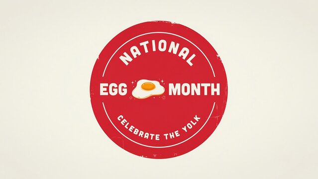 National egg month red badge with fried egg design