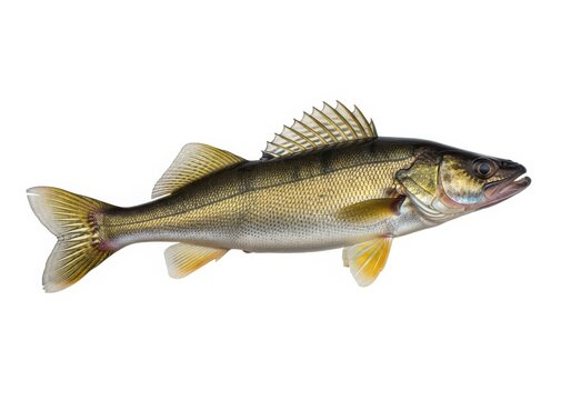 Walleye isolated on white background, a freshwater fish native to north america