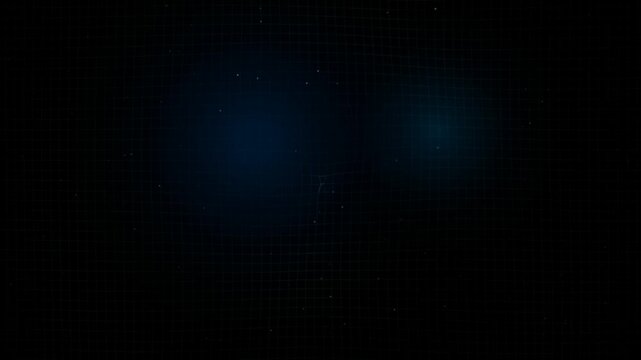 Abstract dark background featuring a subtle digital grid pattern with glowing particles and soft blue light flares