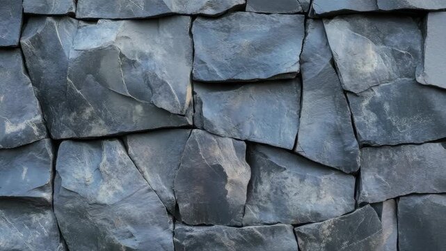 Detailed Texture of a Blue-Grey Slate Stone Wall