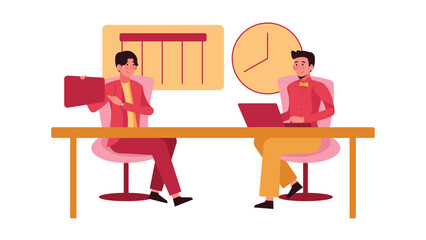 Fototapeta premium Flat Vector Illustration Set of Business Teamwork, Discussion, and Communication Concepts
