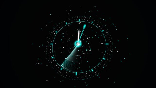 Futuristic Digital Radar Sweeping on Dark Background