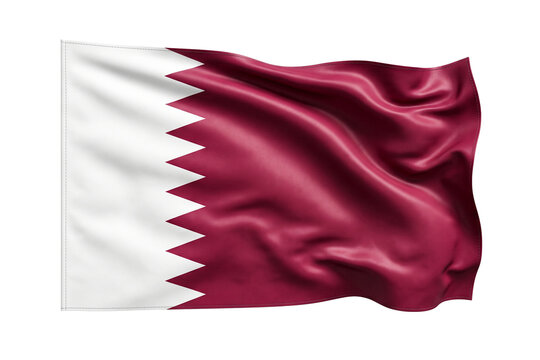Qatar flag isolated on transparency grid background with clipping path, waving in wind.