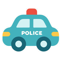 Blue police car emergency patrol vehicle law enforcement vector illustration © Lily Angel Studio