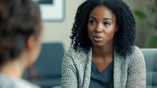 Young Black Woman Listening Attentively During a Professional Consultation