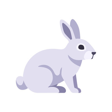Arctic hare icon with long ears and seated posture, flat illustration